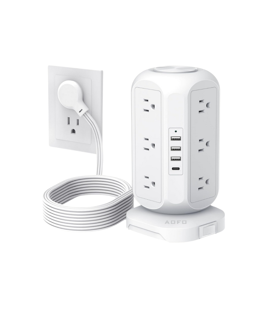 Tower Power Strip Flat Plug with 12 Outlets